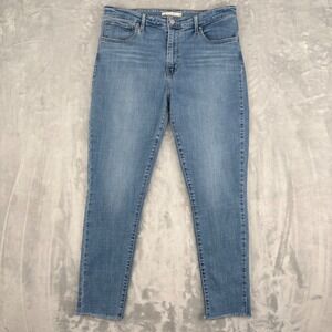 Levis 721 High Rise Skinny Jeans Women 32 (Fits 32x27) Blue Raw Hem Classic